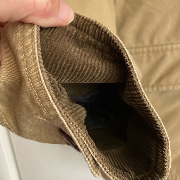 L.L. Bean VTG Women’s Lined Chore Barn Tan Khaki Jacket w Corduroy Trim, Sz L - Picture 8 of 14